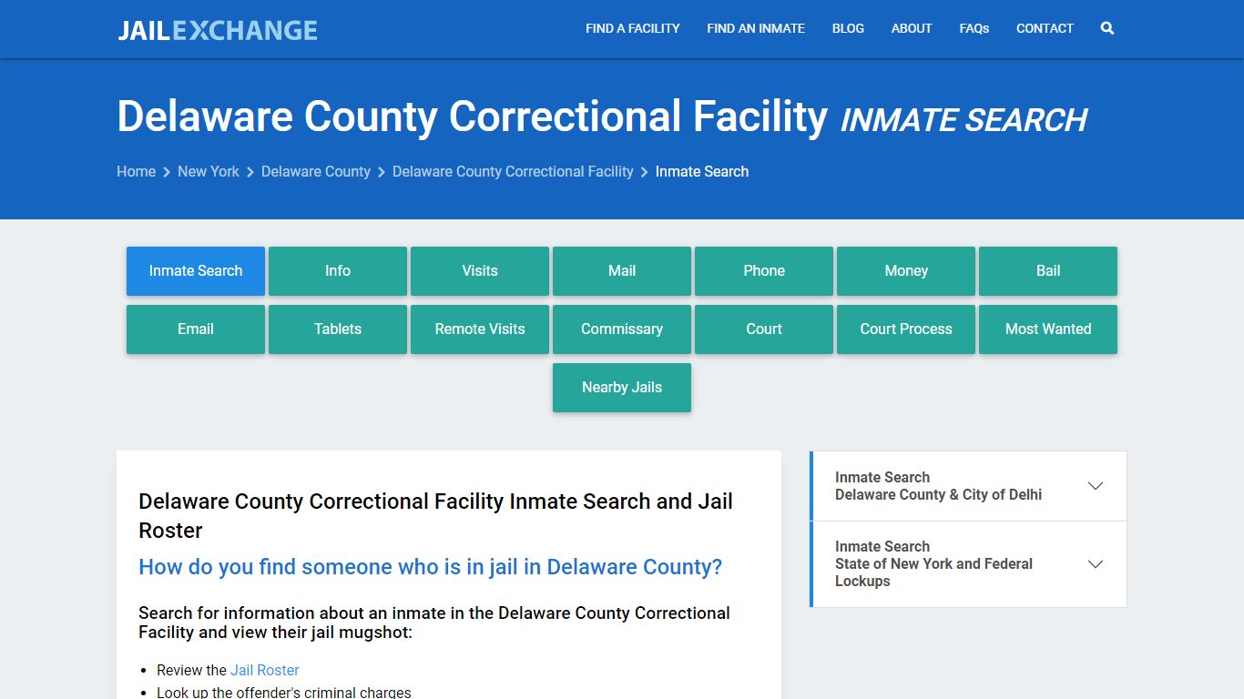 Delaware County Correctional Facility Inmate Search - Jail Exchange